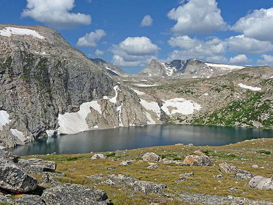 Dennis Lake, Angel Pass and Angel Peak from Hay Pass